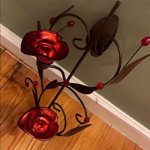Bronze and Red Wall Sconce